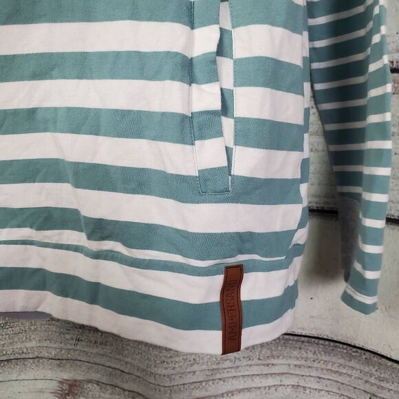 Ampersand Avenue Women’s Hoodie Green White Striped Size L - Picture 4 of 8